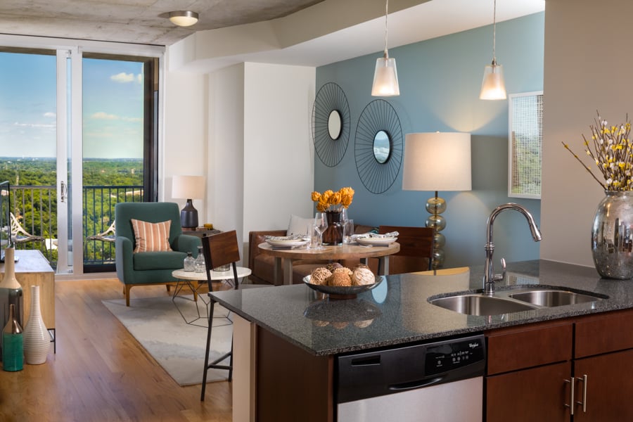 SkyHouse Austin Apartments - Rainey Street - Living Room