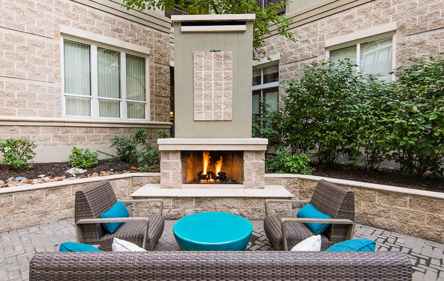 The Boulevard Apartments in Golden Triangle - Denver, CO - outdoor fireplace