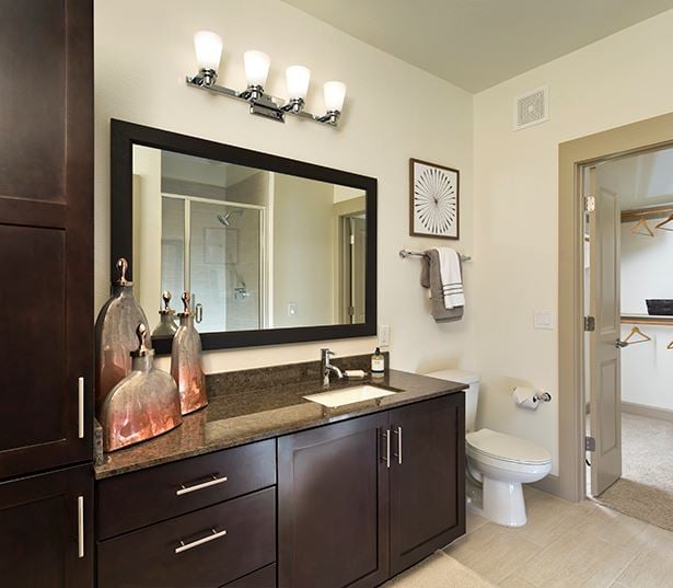 Phx apartments - Citrine Walk in showers with glass doors and ceramic tile